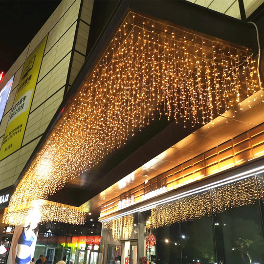 IP65 Waterproof Curtain Icicle String Lights 4M By 0.6M 96LED Outdoor Garden Decor Warm White Yellow Frontier General Hardware