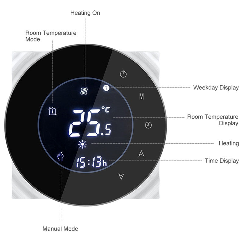 Smart WiFi Touch Thermostat Temperature Wireless Controller For Water/Electric Floor Heating Water/Gas Boiler Works Google Home|Smart Temperature Control System - Frontier General Hardware