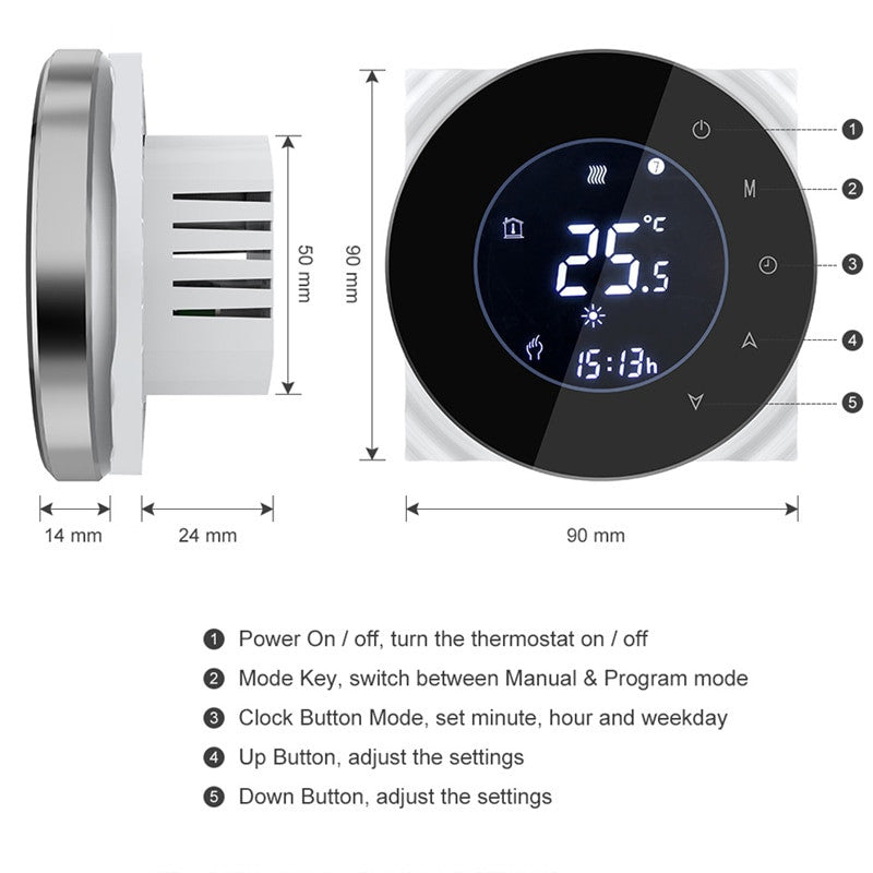 Smart WiFi Touch Thermostat Temperature Wireless Controller For Water/Electric Floor Heating Water/Gas Boiler Works Google Home|Smart Temperature Control System - Frontier General Hardware
