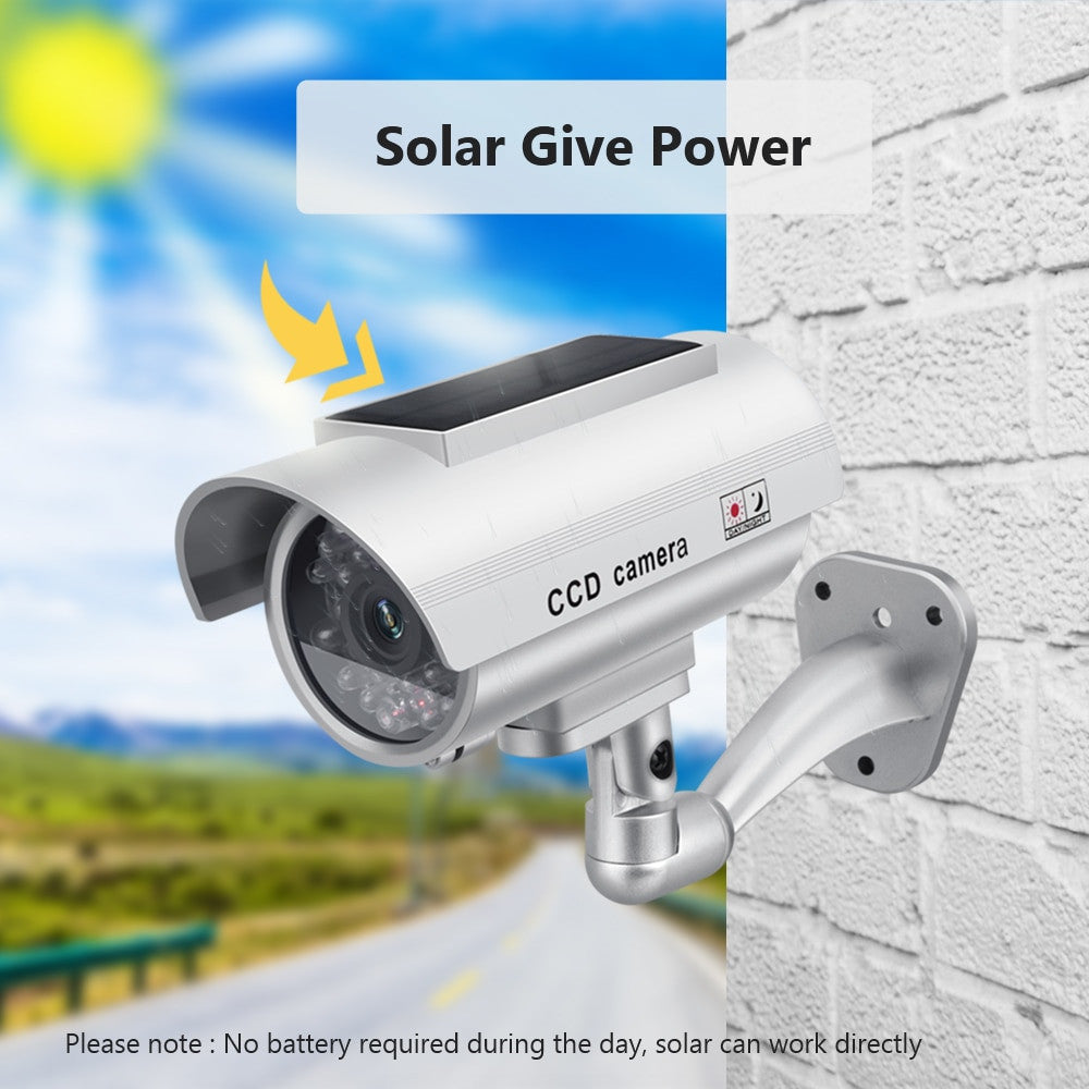 Solar Power Dummy Camera Security Waterproof Fake Camera Outdoor Indoor Bullet LED Light Monitor CCTV Surveillance Camera|Surveillance Cameras - Frontier General Hardware