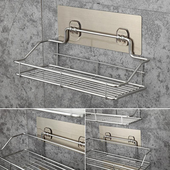 Stainless Steel Bathroom Storage Shelf Punch Free Wall Hanging Rack For Kitchen And Toilet Organization Frontier General Hardware