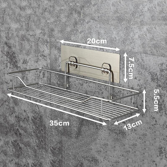 Stainless Steel Bathroom Storage Shelf Punch Free Wall Hanging Rack For Kitchen And Toilet Organization Frontier General Hardware
