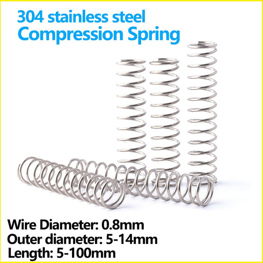 304 Stainless Steel Compression Spring 0.8mm Wire Diameter Y Type Damping Return SUS SPAR Frontier General Hardware