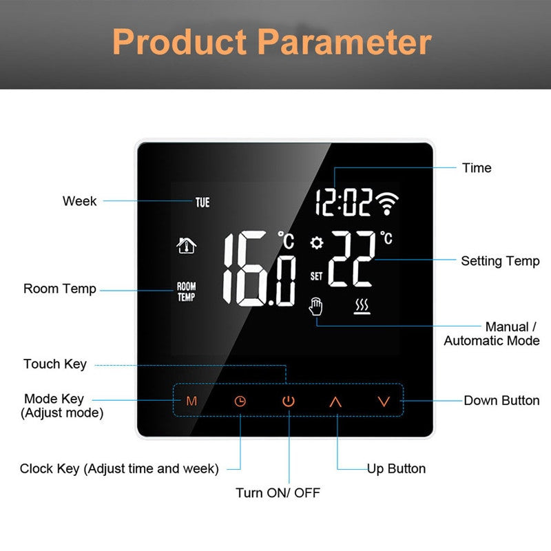 Tuya Smart Life WiFi Thermostat Temperature Controller for Water/Electric floor Heating Water/Gas Boiler Works with Alexa Google|Smart Temperature Control System - Frontier General Hardware