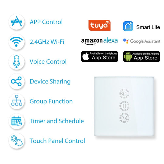 Tuya Smart WiFi Curtain Blinds Switch for Roller Shutter Electric Tubular Motor Google Home Alexa Echo Smart Home App Timer|Switches - Frontier General Hardware
