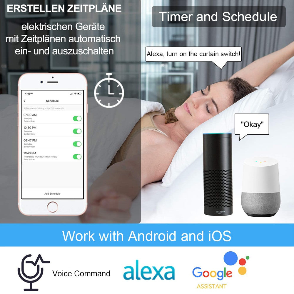Tuya Smart WiFi Curtain Blinds Switch for Roller Shutter Electric Tubular Motor Google Home Alexa Echo Smart Home App Timer|Switches - Frontier General Hardware