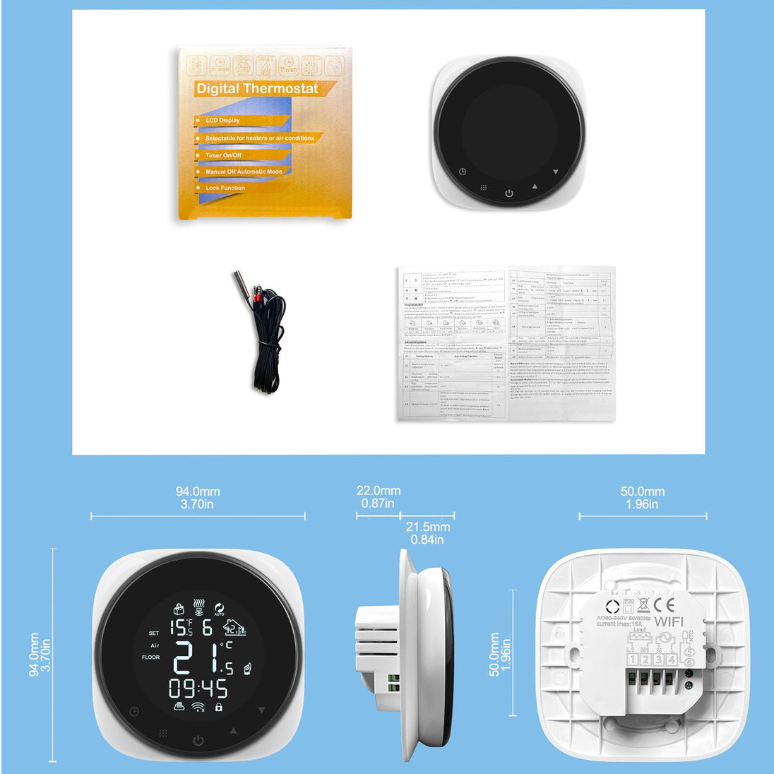 Tuya Smart Wifi Thermostat Temperature Controller for Water/Electric Floor Heating/Water Gas Boiler Works with Alexa Google Home|Smart Temperature Control System - Frontier General Hardware