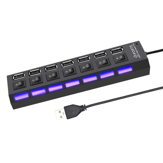 USB 2.0 Hub USB Hub 2.0 Multi USB Splitter Hub Use Power Adapter 4/7 Port Multiple Expander 2.0 USB Hub with Switch for PC Frontier General Hardware