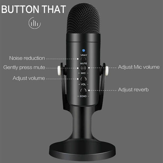 USB Condenser Microphone For PC Laptop Recording Studio Singing Game Streaming Hypercardioid Frontier General Hardware