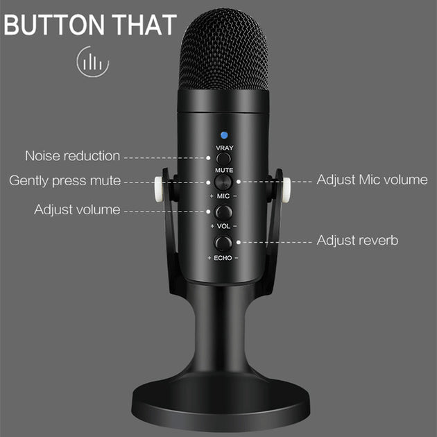USB Condenser Microphone For PC Laptop Recording Studio Singing Game Streaming Hypercardioid Frontier General Hardware