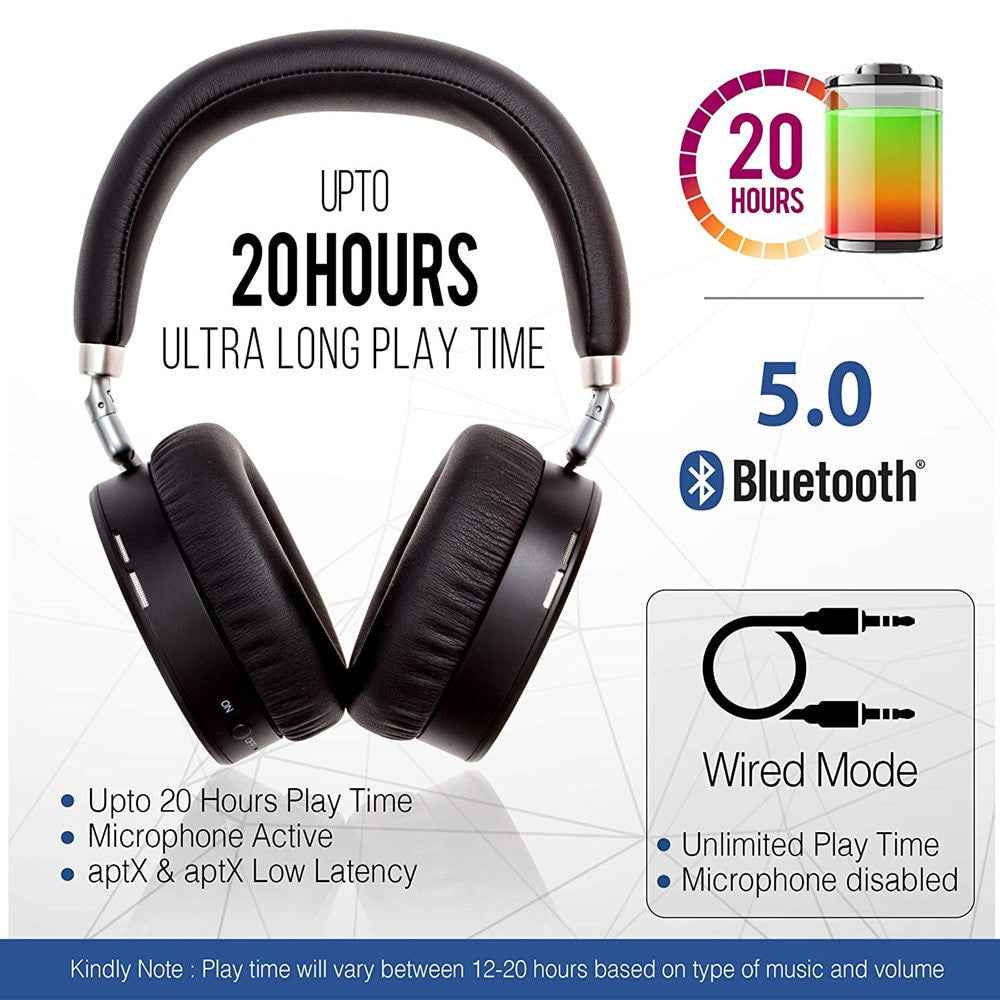 VIKEFON AptX Low Latency/LL Bluetooth 5.0 Headphones ANC Active Noise Cancelling Wireless Headset with Super HiFi Deep Bass 20H|Phone Earphones & Headphones
