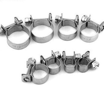 WALFRONT 10pcs/Lot Wire Hose Clamps Mini Fuel Line Pipe Hose Clips Stainless Steel Plumbing Fastener Tube Clip Tools Set 6 20mm|hose steel|clamp stainless steelpipe hose - Frontier General Hardware