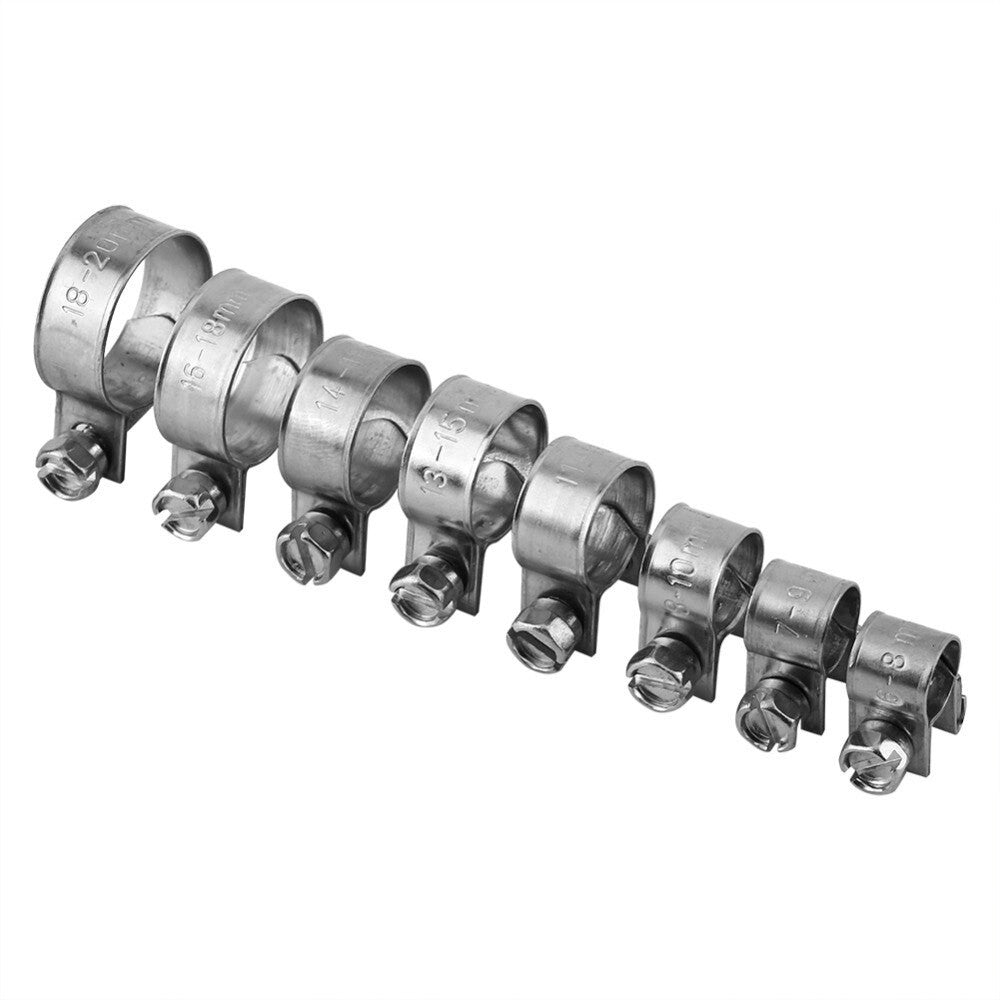 WALFRONT 10pcs/Lot Wire Hose Clamps Mini Fuel Line Pipe Hose Clips Stainless Steel Plumbing Fastener Tube Clip Tools Set 6 20mm|hose steel|clamp stainless steelpipe hose - Frontier General Hardware
