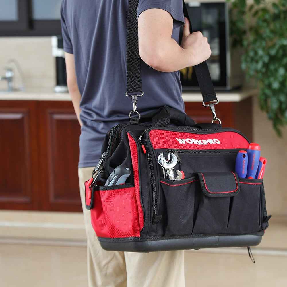 WORKPRO 16" Open Top Tool Storage Bag Multifunctional Heavy Duty Tool Bag Men Crossbody Bag for Tools|Tool Bags