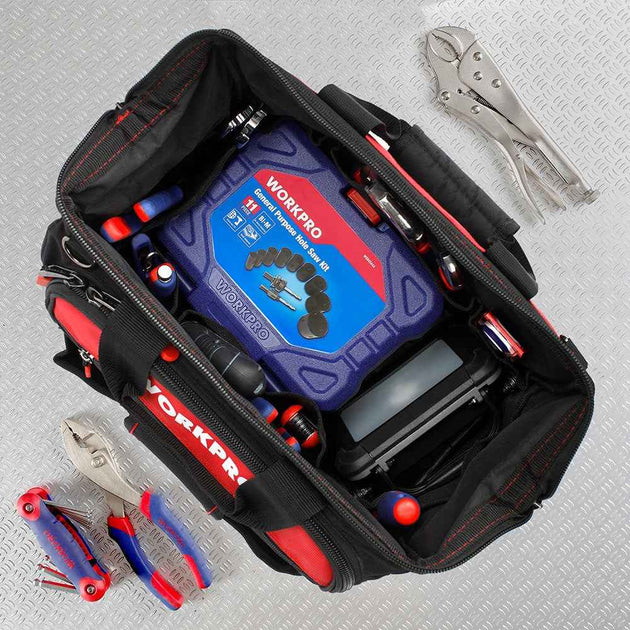 WORKPRO 16" Open Top Tool Storage Bag Multifunctional Heavy Duty Tool Bag Men Crossbody Bag for Tools|Tool Bags