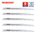 WORKPRO 230mm Saw Blades Wood Pruning Reciprocating Saw Blades Clean For Wood Fast Cutting (5 TPI) 5 Pack 9 inchx1.3x5T|Saw