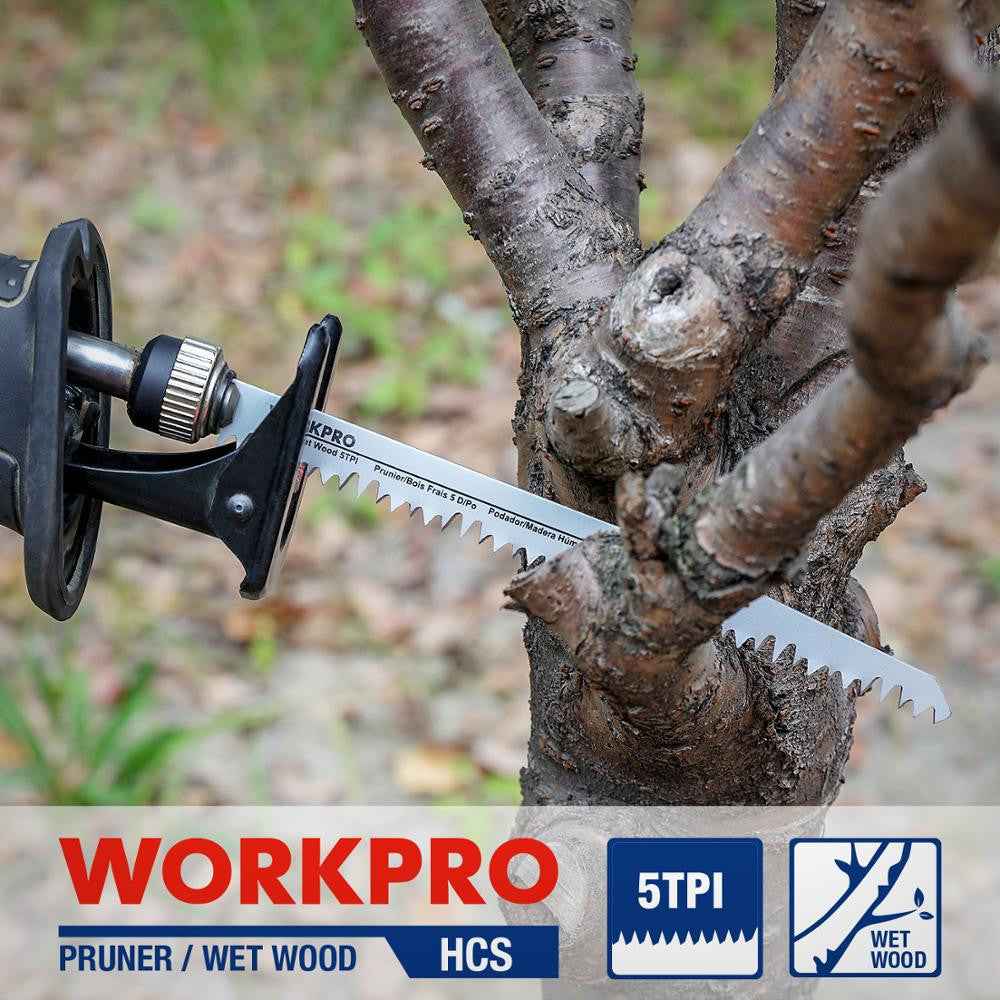 WORKPRO 230mm Saw Blades Wood Pruning Reciprocating Saw Blades Clean For Wood Fast Cutting (5 TPI) 5 Pack 9 inchx1.3x5T|Saw