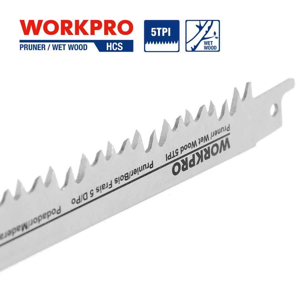 WORKPRO 230mm Saw Blades Wood Pruning Reciprocating Saw Blades Clean For Wood Fast Cutting (5 TPI) 5 Pack 9 inchx1.3x5T|Saw