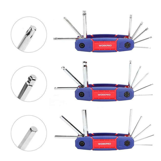 WORKPRO 24PC Folding Allen Key Set CRV Durable Hex Key Wrenches Inner Hexagon Screwdriver Portable Repair Tools Set|Wrench