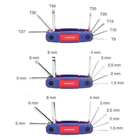 WORKPRO 24PC Folding Allen Key Set CRV Durable Hex Key Wrenches Inner Hexagon Screwdriver Portable Repair Tools Set|Wrench