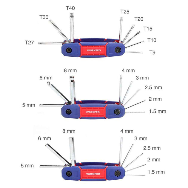 WORKPRO 24PC Folding Allen Key Set CRV Durable Hex Key Wrenches Inner Hexagon Screwdriver Portable Repair Tools Set|Wrench