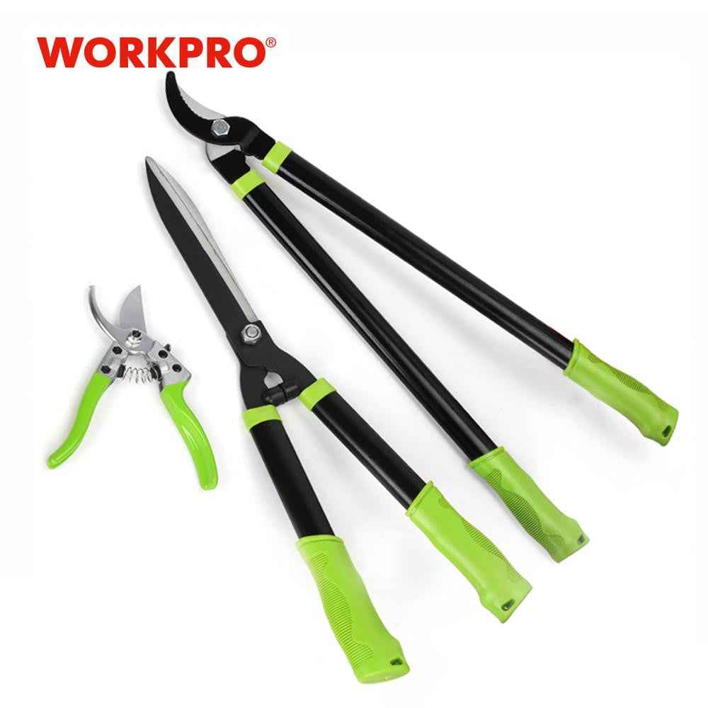 WORKPRO 3PC Pruning Shears Set Fence Shear High branch shear Pruning Tool Set for Garden Grass|Pruning Tools