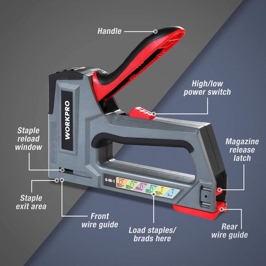 WORKPRO 6 In 1 Heavy Duty Staple Gun With Two Power Options For Versatile Construction Fastening Frontier General Hardware