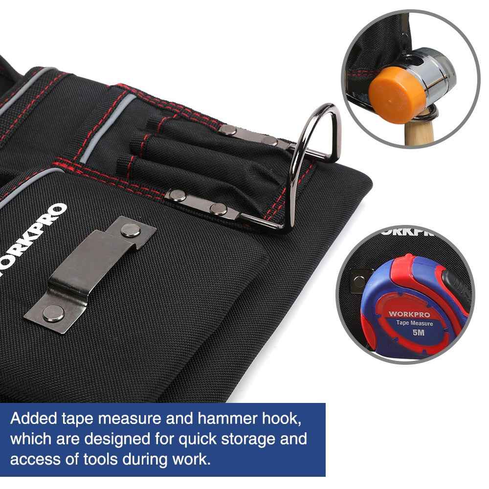 WORKPRO Heavy Duty Tool Pouch with Adjustable Belt Electrician Waist Tool Bag Multifunction Belt Tool Pouch|belt tool pouch|tool pouchwaist tool bag