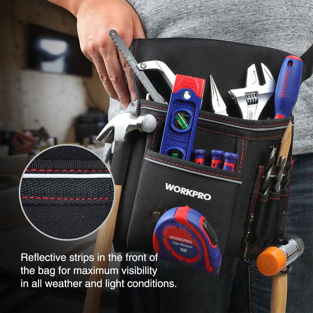 WORKPRO Heavy Duty Tool Pouch with Adjustable Belt Electrician Waist Tool Bag Multifunction Belt Tool Pouch|belt tool pouch|tool pouchwaist tool bag