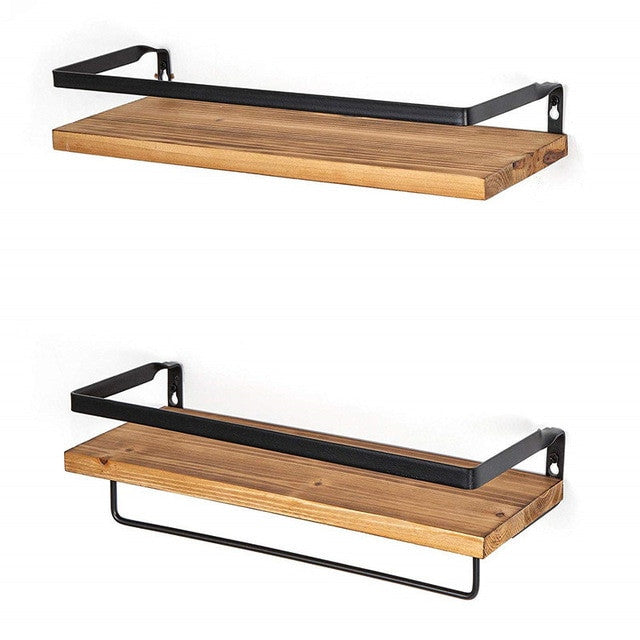 Wall Shelf Decorative Metal Wooden Rustic Floating Storage for Kitchen Bathroom Towel Frame Multifunction Storage Holder|Decorative Shelves| - Frontier General Hardware