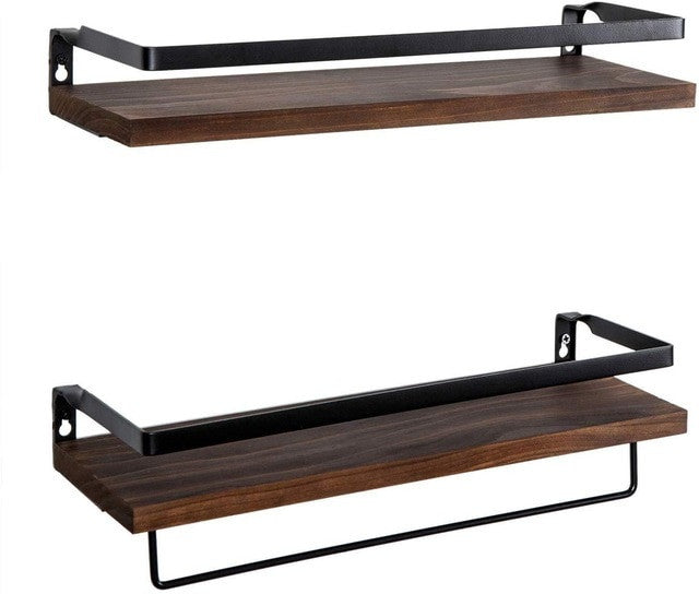 Wall Shelf Decorative Metal Wooden Rustic Floating Storage for Kitchen Bathroom Towel Frame Multifunction Storage Holder|Decorative Shelves| - Frontier General Hardware