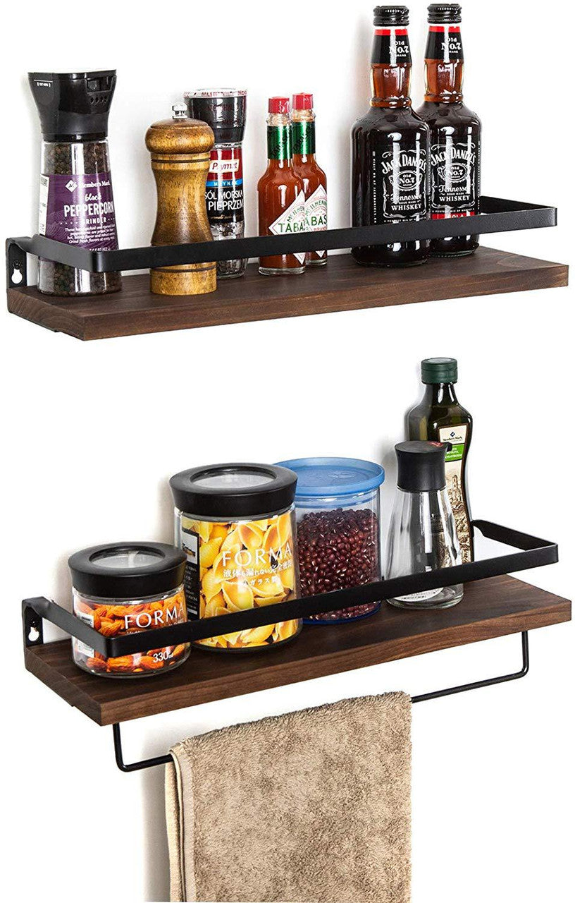 Wall Shelf Decorative Metal Wooden Rustic Floating Storage for Kitchen Bathroom Towel Frame Multifunction Storage Holder|Decorative Shelves| - Frontier General Hardware