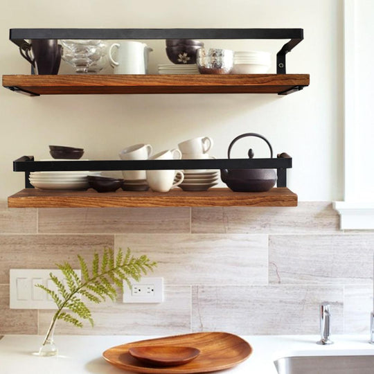 Wall Shelf Decorative Metal Wooden Rustic Floating Storage for Kitchen Bathroom Towel Frame Multifunction Storage Holder|Decorative Shelves| - Frontier General Hardware