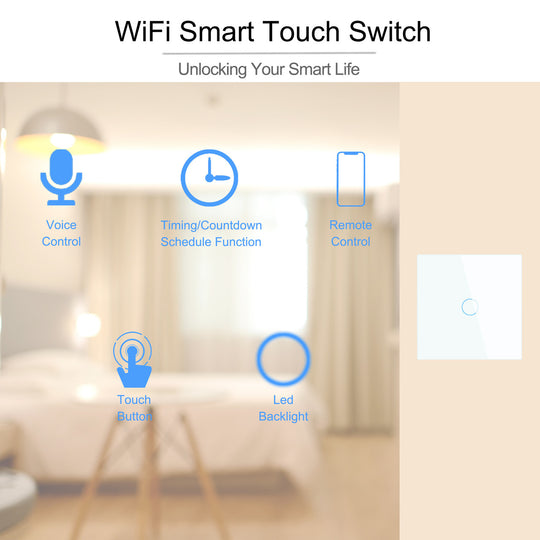 WiFi Wall Touch Switch EU No Neutral Wire Required Smart Light Switch 1 2 3 Gang 220V Tuya Smart Home Alexa Google Home Frontier General Hardware