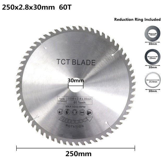 XCAN Wood Cutting Saw Blade 250 255 300 Millimeter Circular Saw Blade TCT Carbide Tipped 28 40 60 80 Teeth Multi Tool Frontier General Hardware