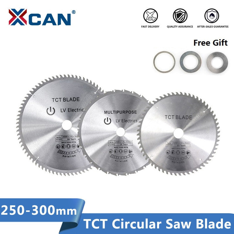 XCAN Wood Cutting Saw Blade 250 255 300 Millimeter Circular Saw Blade TCT Carbide Tipped 28 40 60 80 Teeth Multi Tool Frontier General Hardware