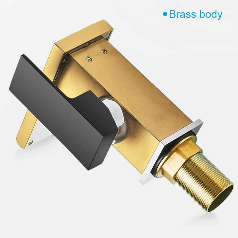 XUNSHINI LED RGB color change Waterfall Bathroom Basin Faucet Bathroom Mixer Tap Sink Faucet Single Handle Toilet Mixer Tap|Basin Faucets