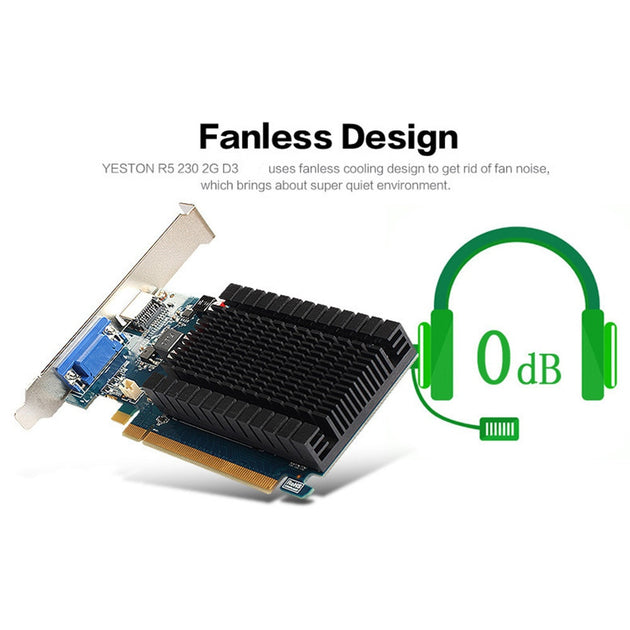 Yeston Radeon R5 230 GPU 2GB GDDR3 64 bit Gaming Desktop computer PC Video Graphics Cards support VGA/HDMI PCI E X16 2.0|Graphics Cards - Frontier General Hardware