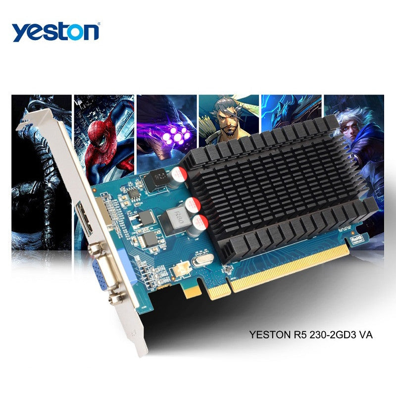 Yeston Radeon R5 230 GPU 2GB GDDR3 64 bit Gaming Desktop computer PC Video Graphics Cards support VGA/HDMI PCI E X16 2.0|Graphics Cards - Frontier General Hardware