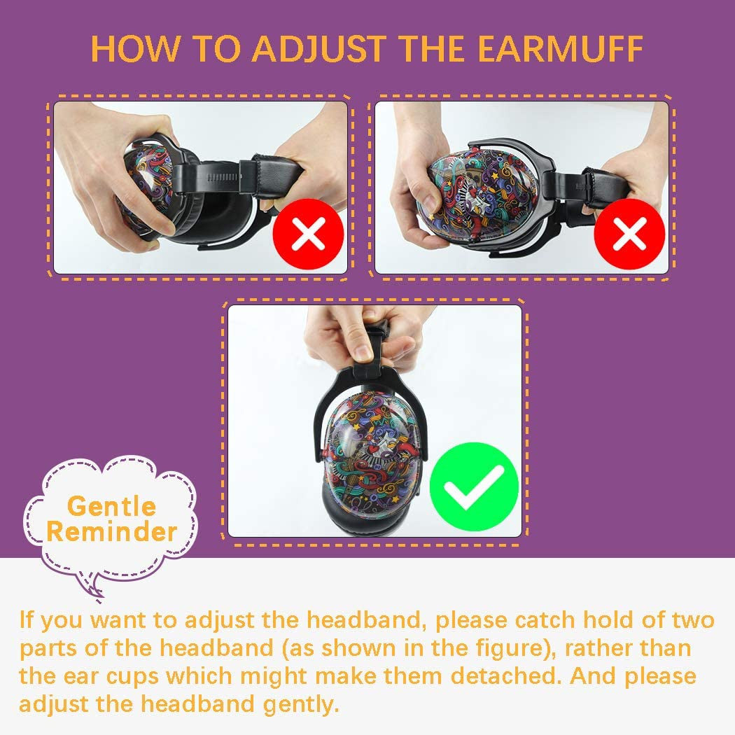 Zohan Toddler Hearing Protection Earmuffs Cartoon Design Adjustable Kids Noise Reduction Frontier General Hardware