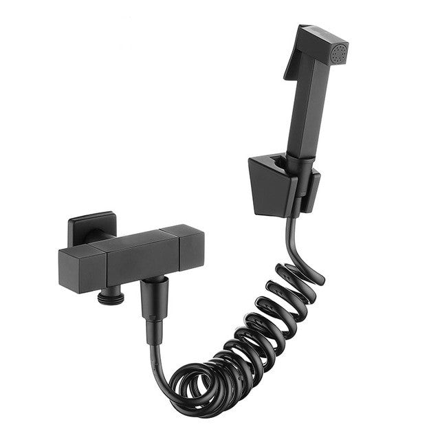 black angle valve and Toilet Bidet square Sprayer Washing Shower Head Flusher Flushing Clean Bidets black brass spray BD777|Bidets - Frontier General Hardware