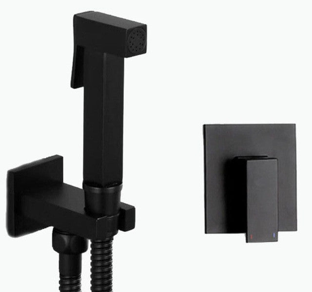 black angle valve and Toilet Bidet square Sprayer Washing Shower Head Flusher Flushing Clean Bidets black brass spray BD777|Bidets - Frontier General Hardware