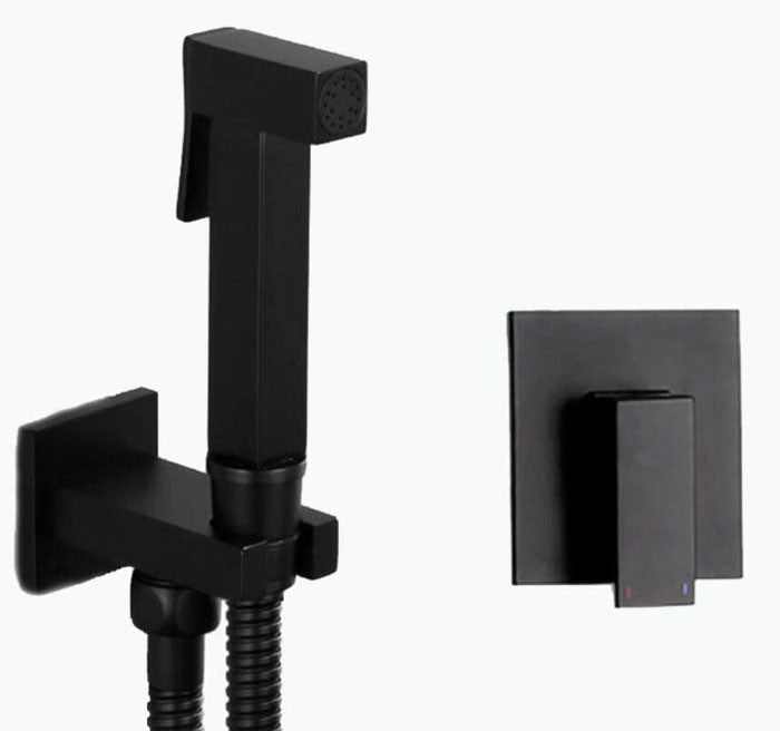 black angle valve and Toilet Bidet square Sprayer Washing Shower Head Flusher Flushing Clean Bidets black brass spray BD777|Bidets - Frontier General Hardware
