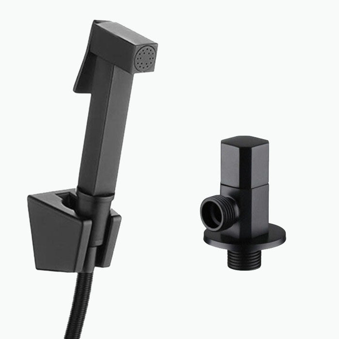 black angle valve and Toilet Bidet square Sprayer Washing Shower Head Flusher Flushing Clean Bidets black brass spray BD777|Bidets - Frontier General Hardware