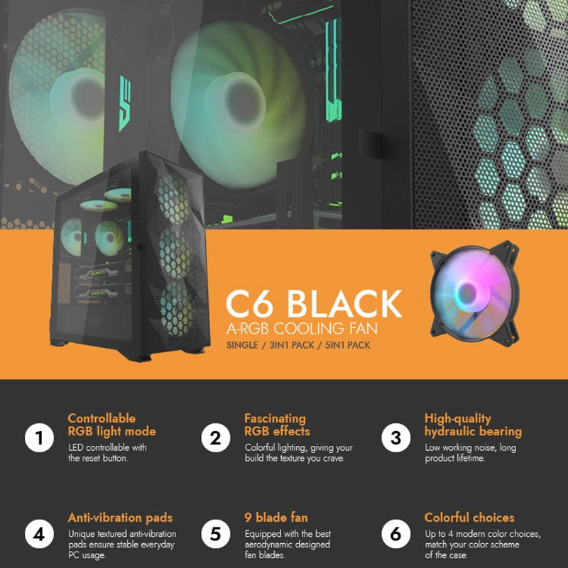 darkFlash RGB PC Case Fan 120mm 12V 4pin Quiet Desktop Computer Cooler Cooling Fans LED ARGB Fan 3 Pack with free Thermal Grease|Fans & Cooling - Frontier General Hardware